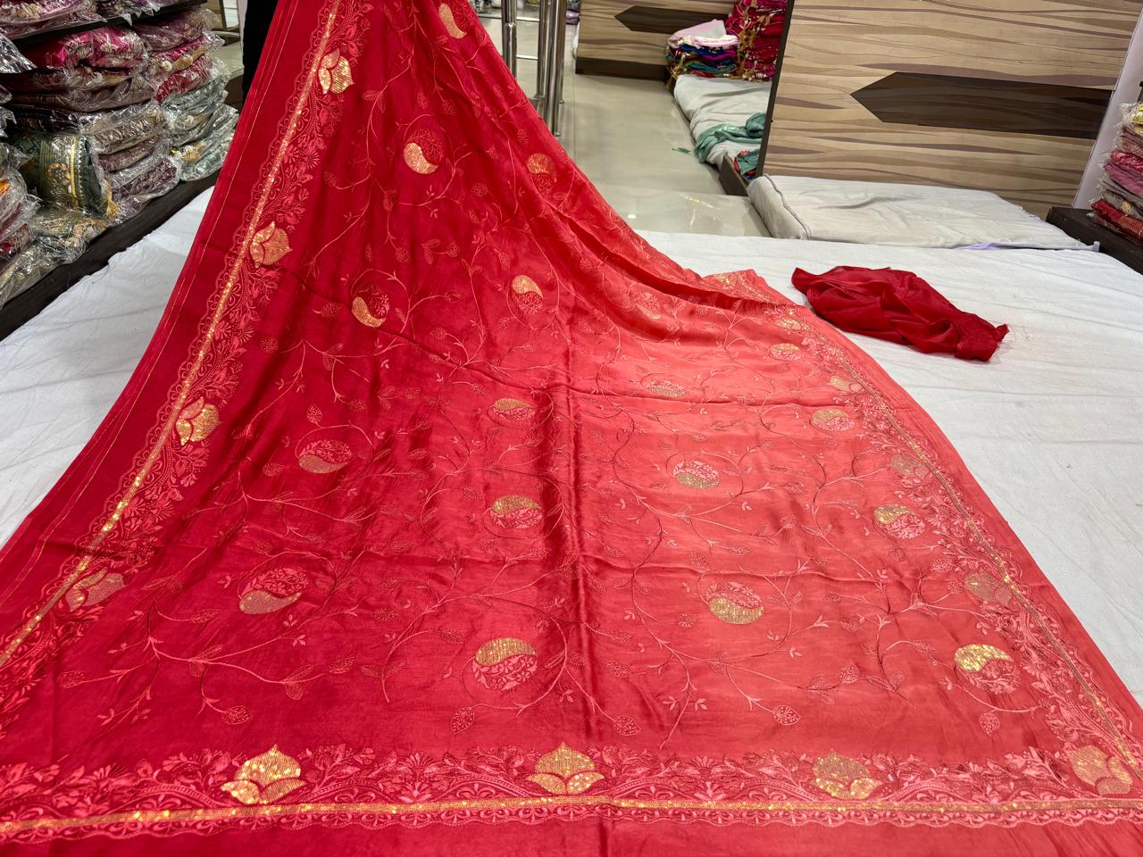 Royal Red Sitara Work Saree