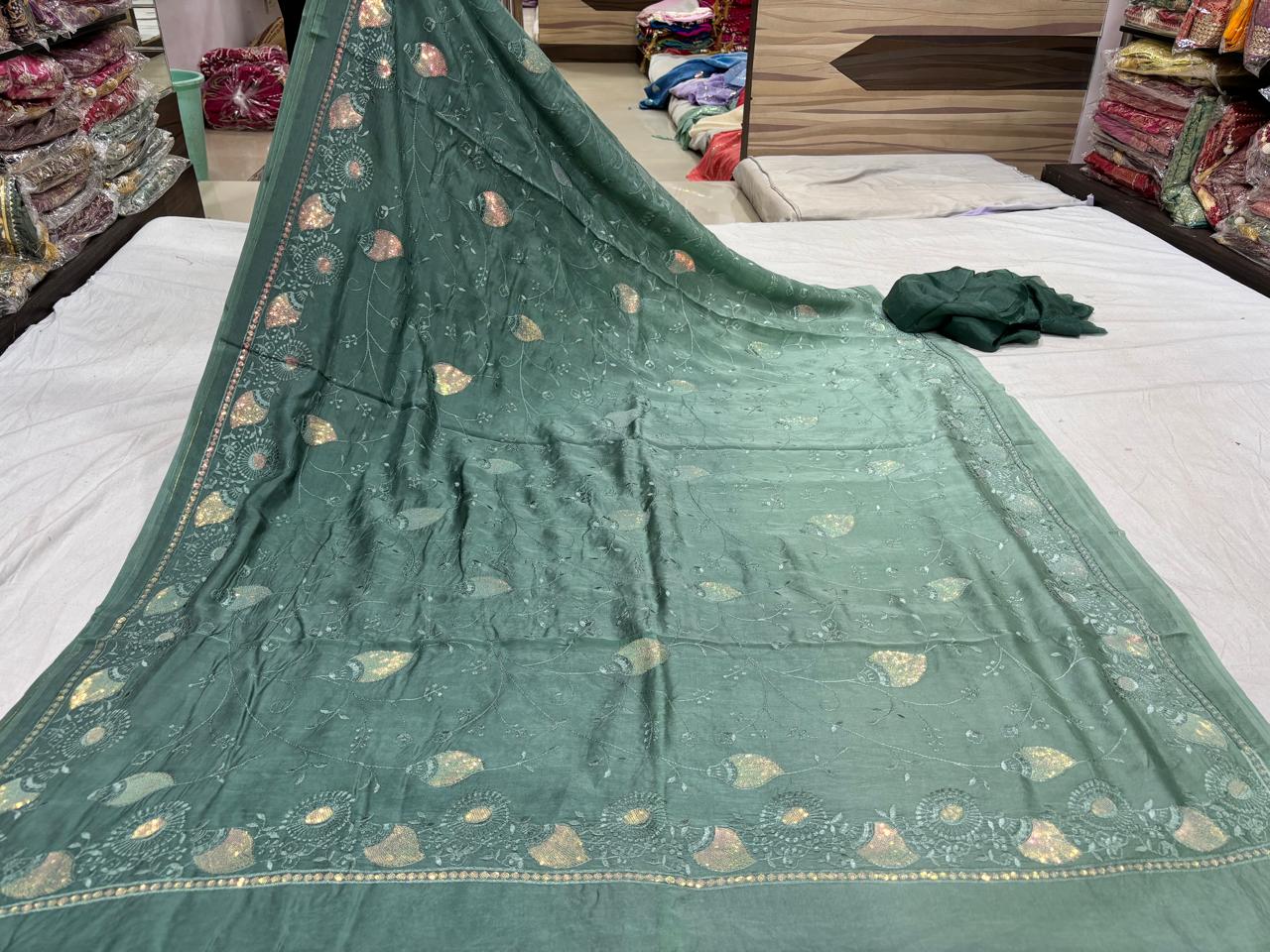 Sea Green Designer Sitara Saree