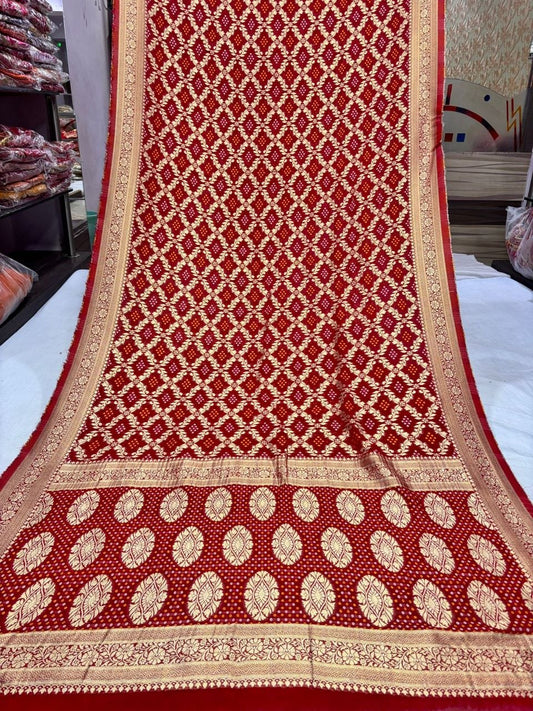 Designer Banarasi Silk Saree with Golden Zari