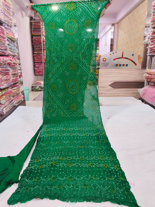 Green Bandhani Saree