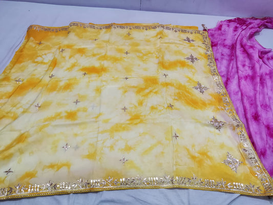 Sunshine Yellow with soft white tie-dye effect
