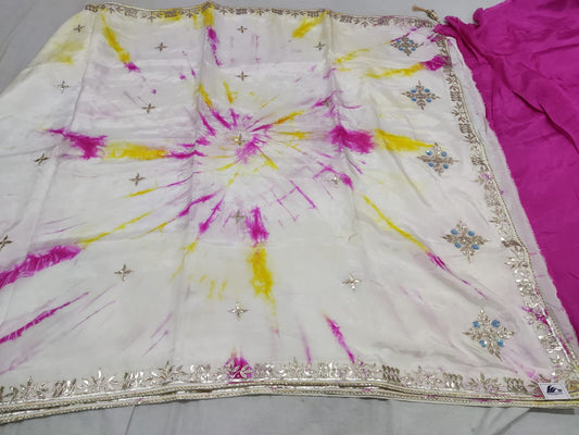 Pink Petal & Canary Yellow Gota Saree