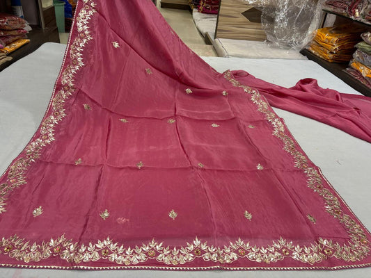 Light Pink Pittan Work Saree