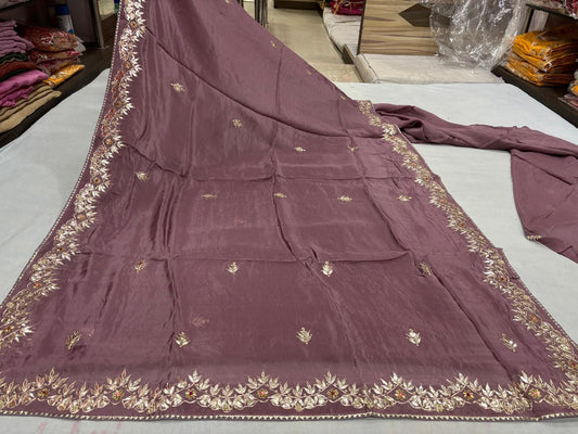 Mauve Pittan Work Saree