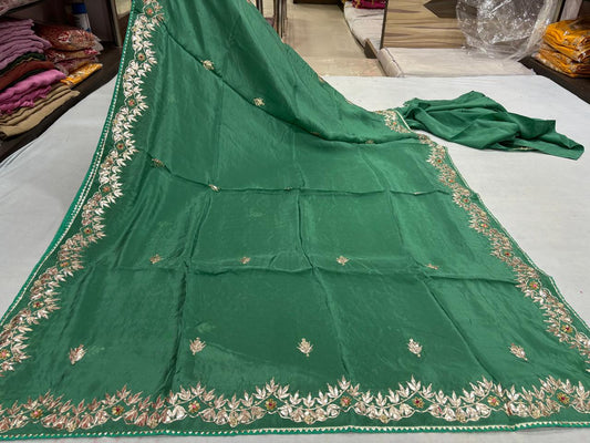 Green Pittan Work Saree