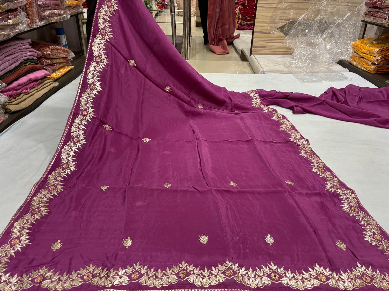 Magenta Pittan Work Saree