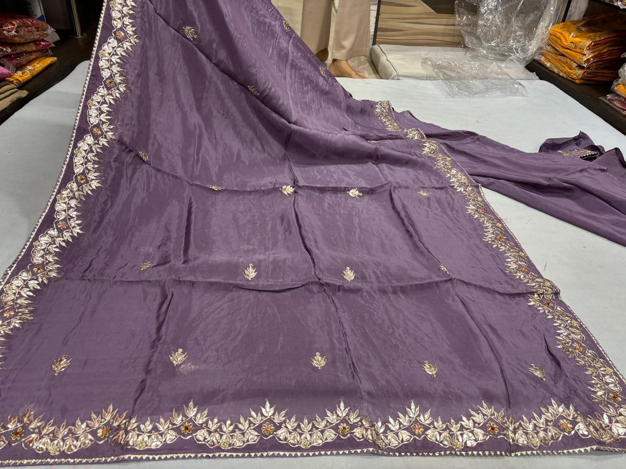 Plum Purple Pittan Work Saree