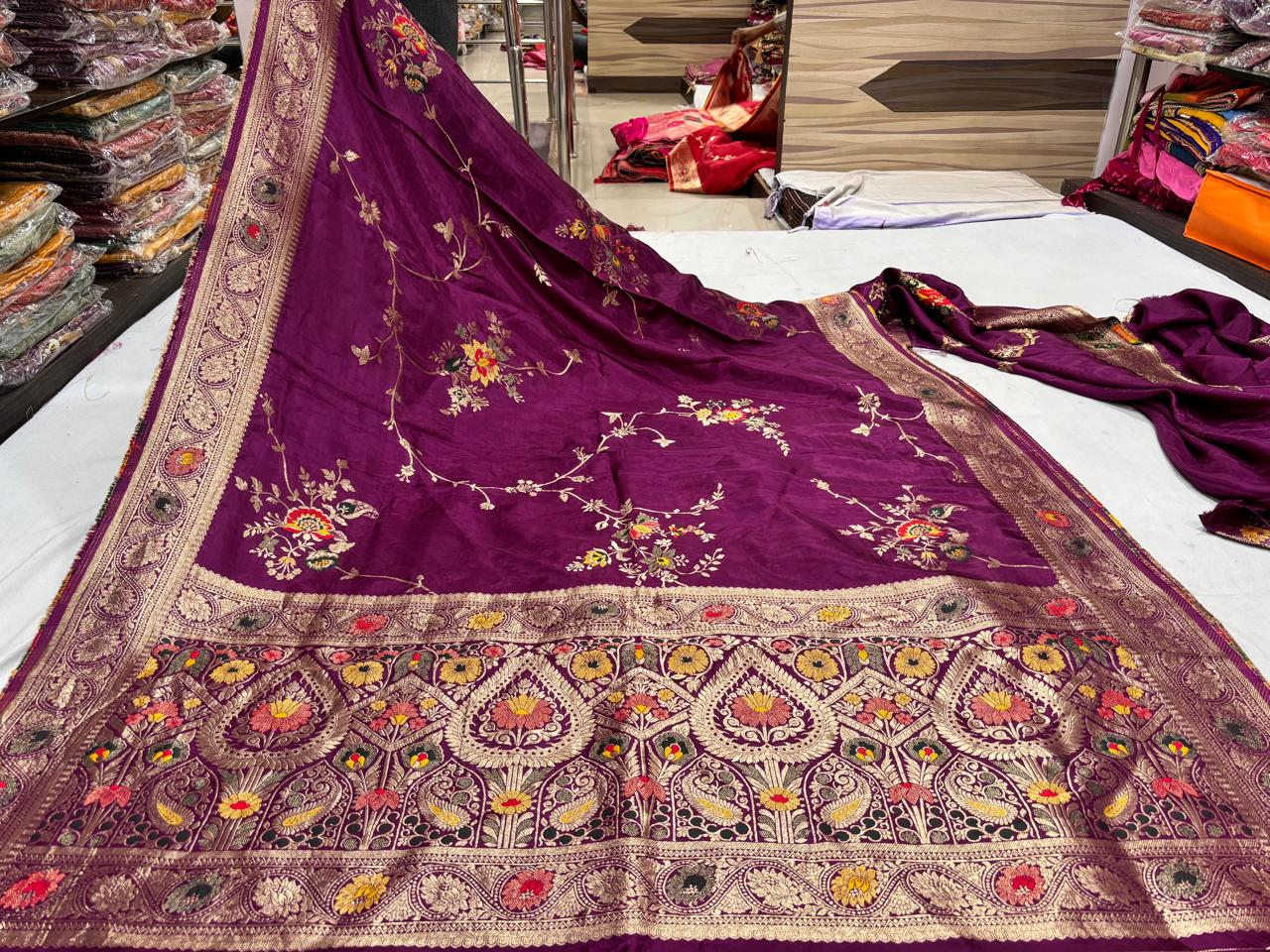 Purple Floral Motif Saree