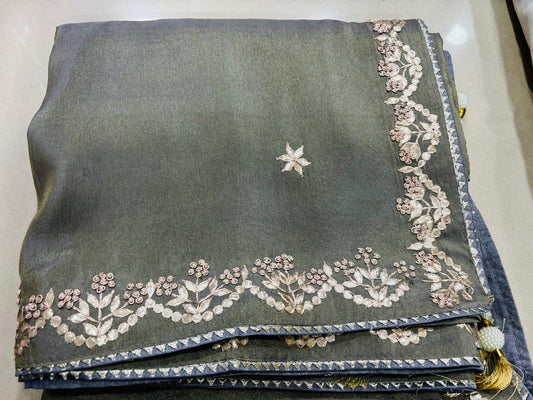Grey Pure Gotta Patti Saree