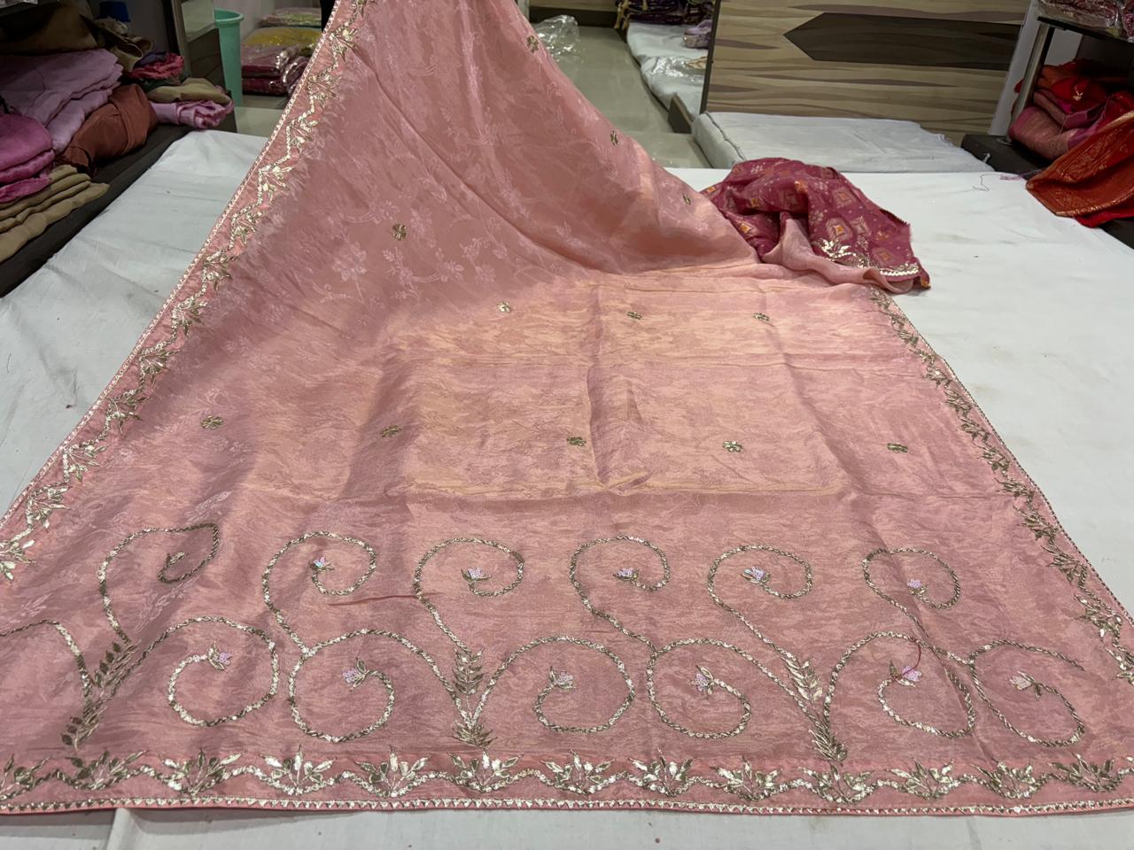 Blush Pink Saree with  Gotta Patti