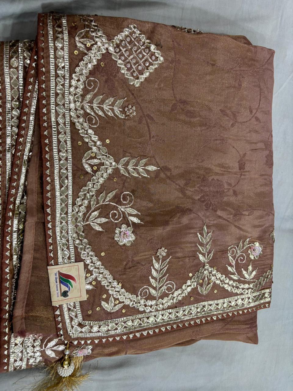 Rust Royal Gotta Patti Saree