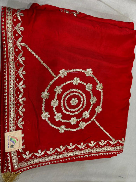 Red Celebration Gotta Saree