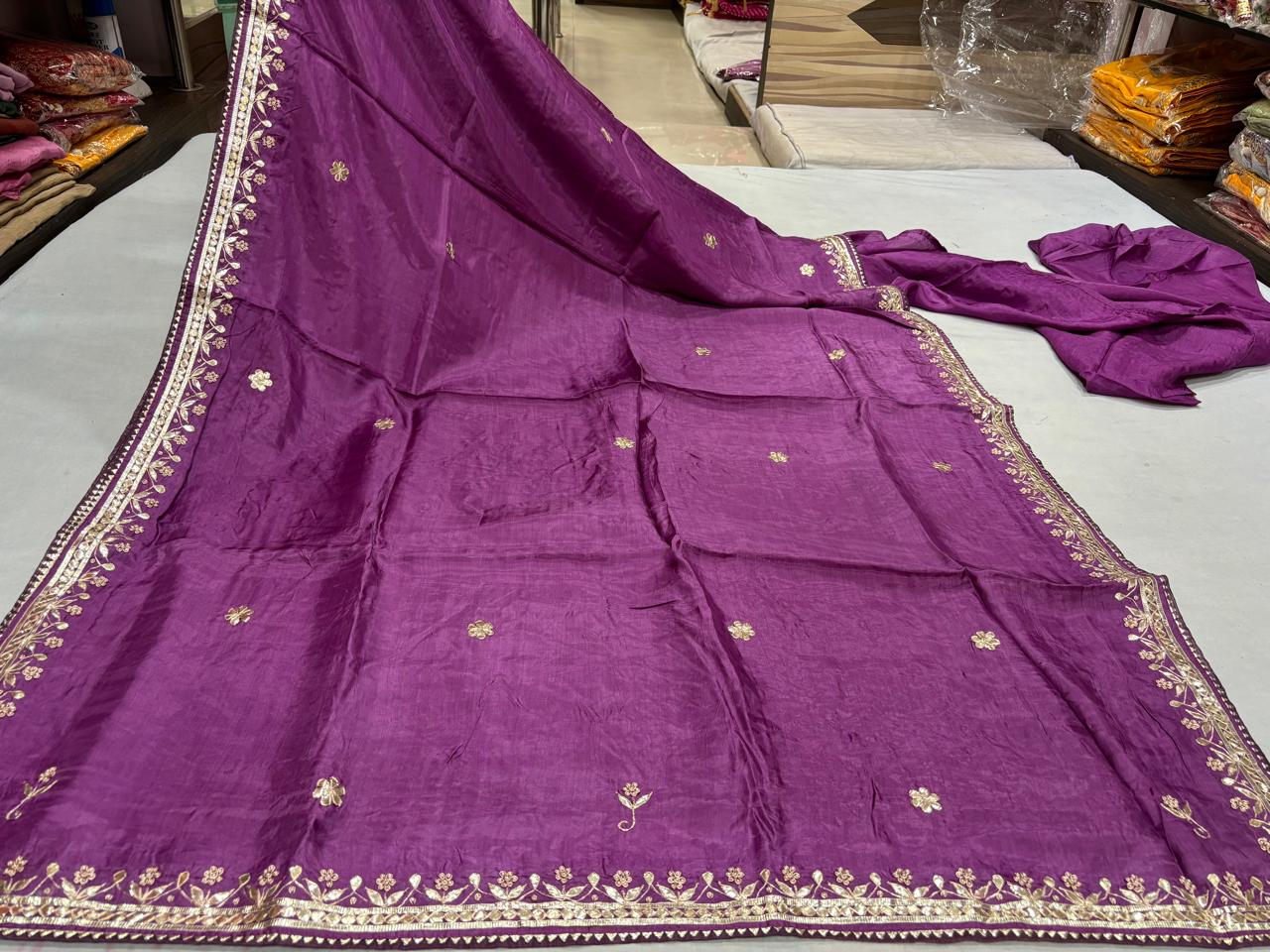 Deep Magenta Pure Gotta Patti Saree