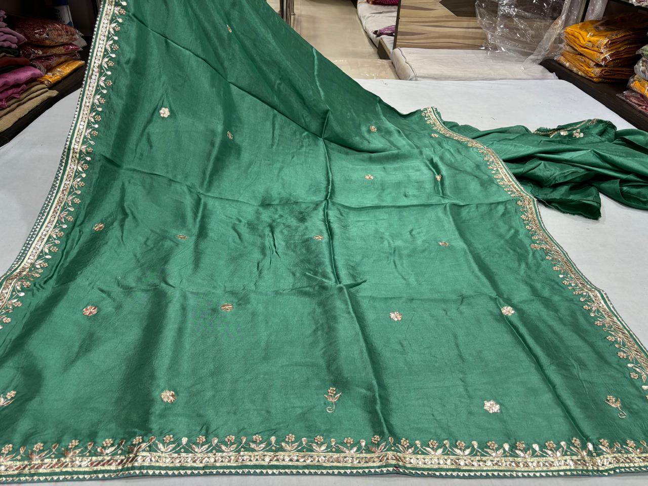 Emerald Green Pure Gotta Patti Saree