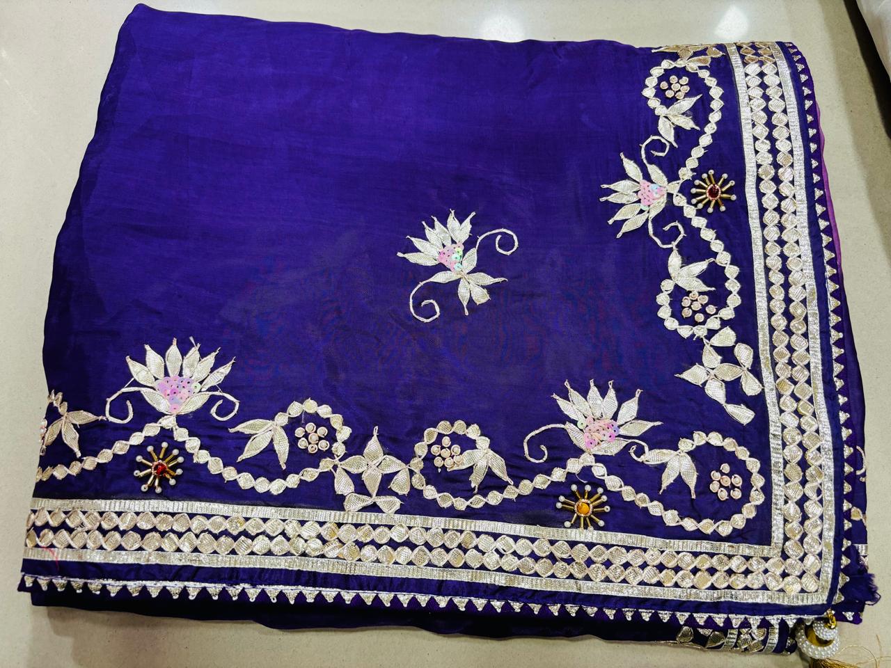 Royal Blue Designer Gotta Patti Saree