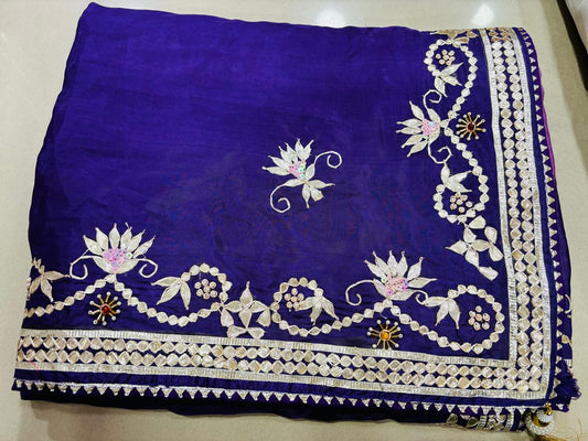 Royal Blue Designer Gotta Patti Saree