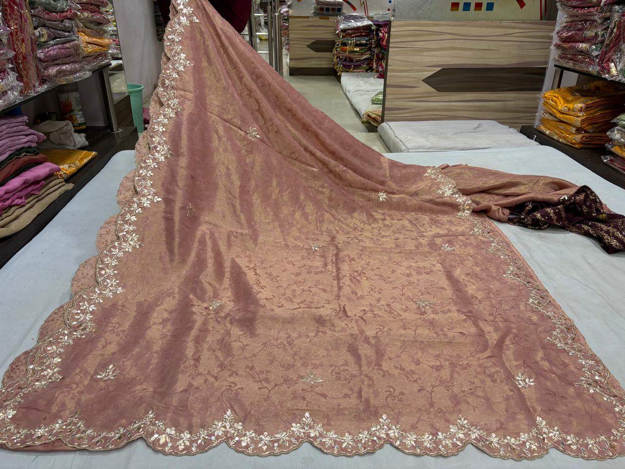 Dusty Rose Brocade Gotta Patti