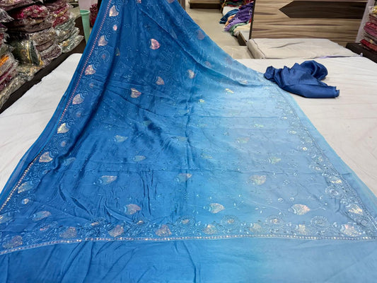 Sky Blue Sitara Party Wear Saree