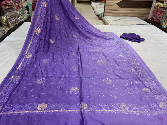 Royal Purple Sitara Embroidered Saree