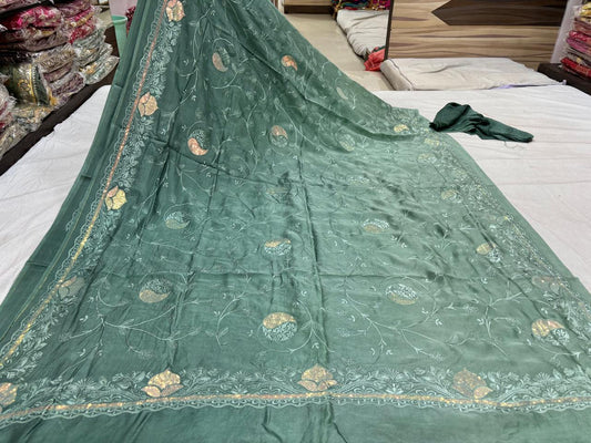 Pastel Green Sitara Embroidered Saree