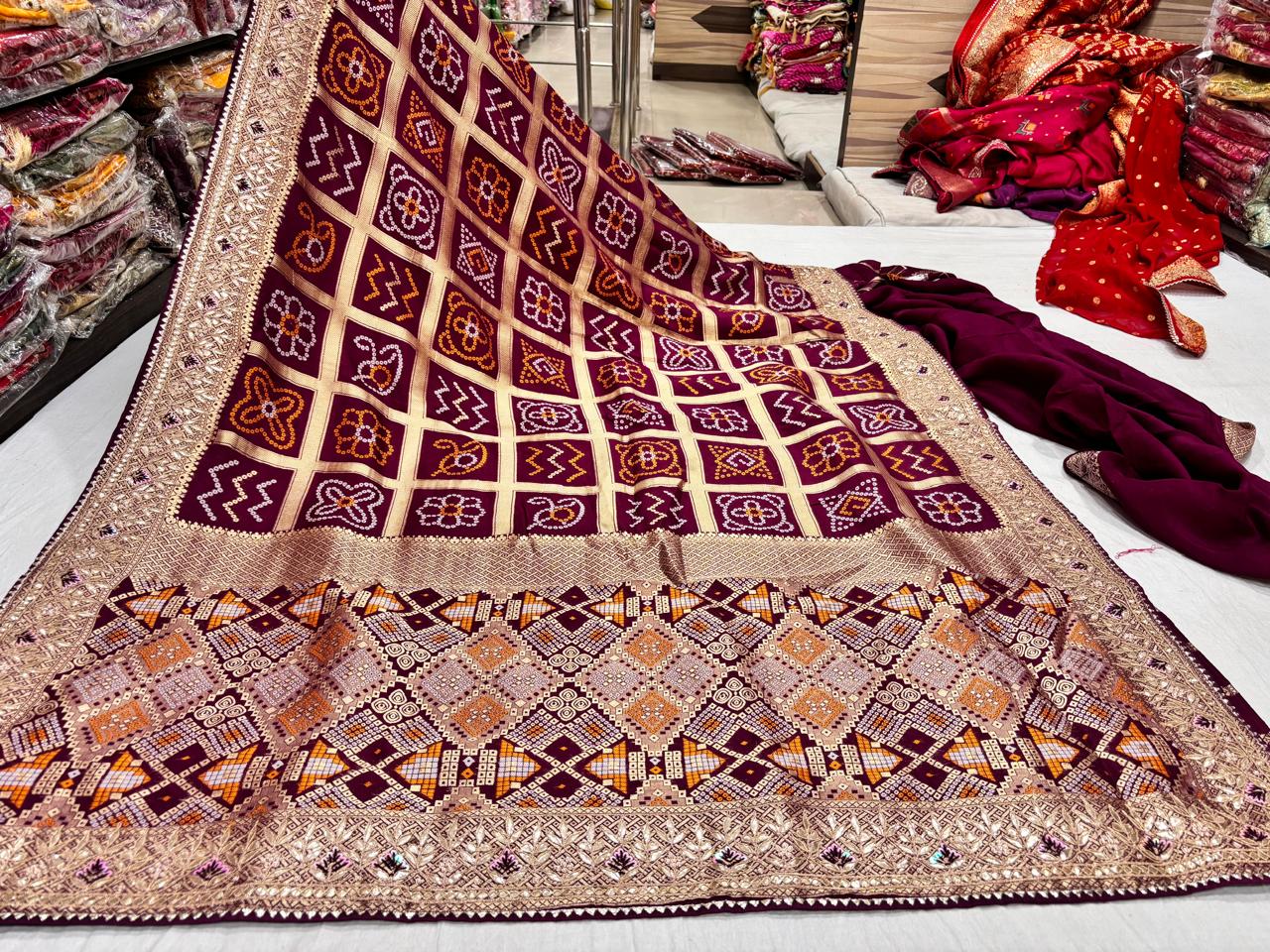 Maroon Gharchola Saree