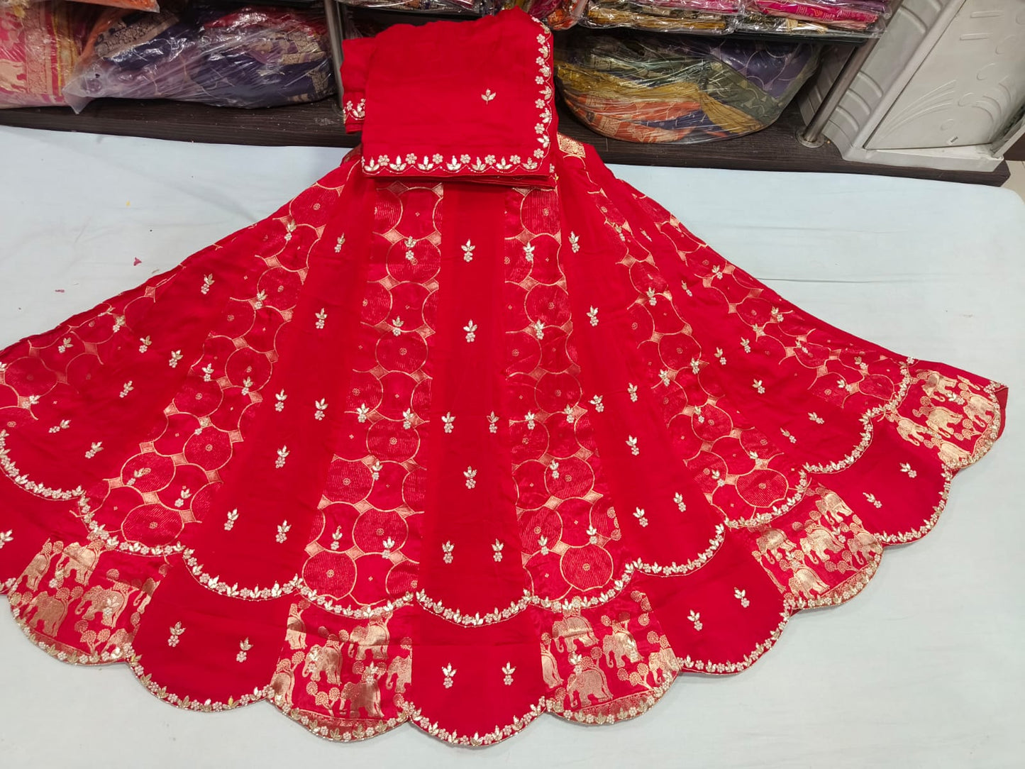 Royal Purple Embroidered Lehenga Choli with Elephant Border Design