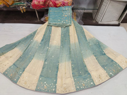 Elegant Peach & Cream Embroidered Lehenga Choli Set