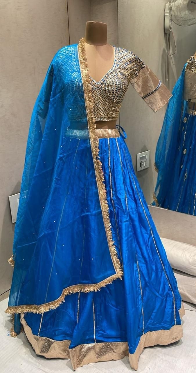 Royal Blue Embroidered Lehenga Choli with Dupatta