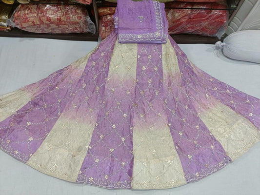 Lavender & Cream Embroidered Designer Lehenga Set