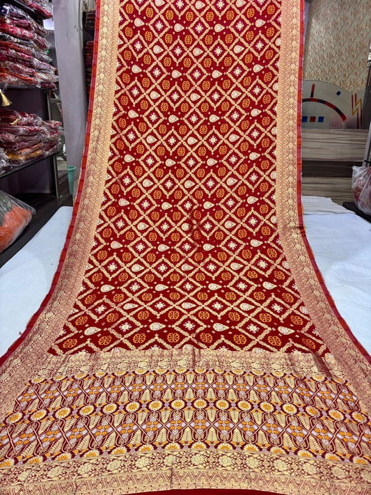 Designer Banarasi Silk Saree with Golden Zari (Red & Pink Colors Available)