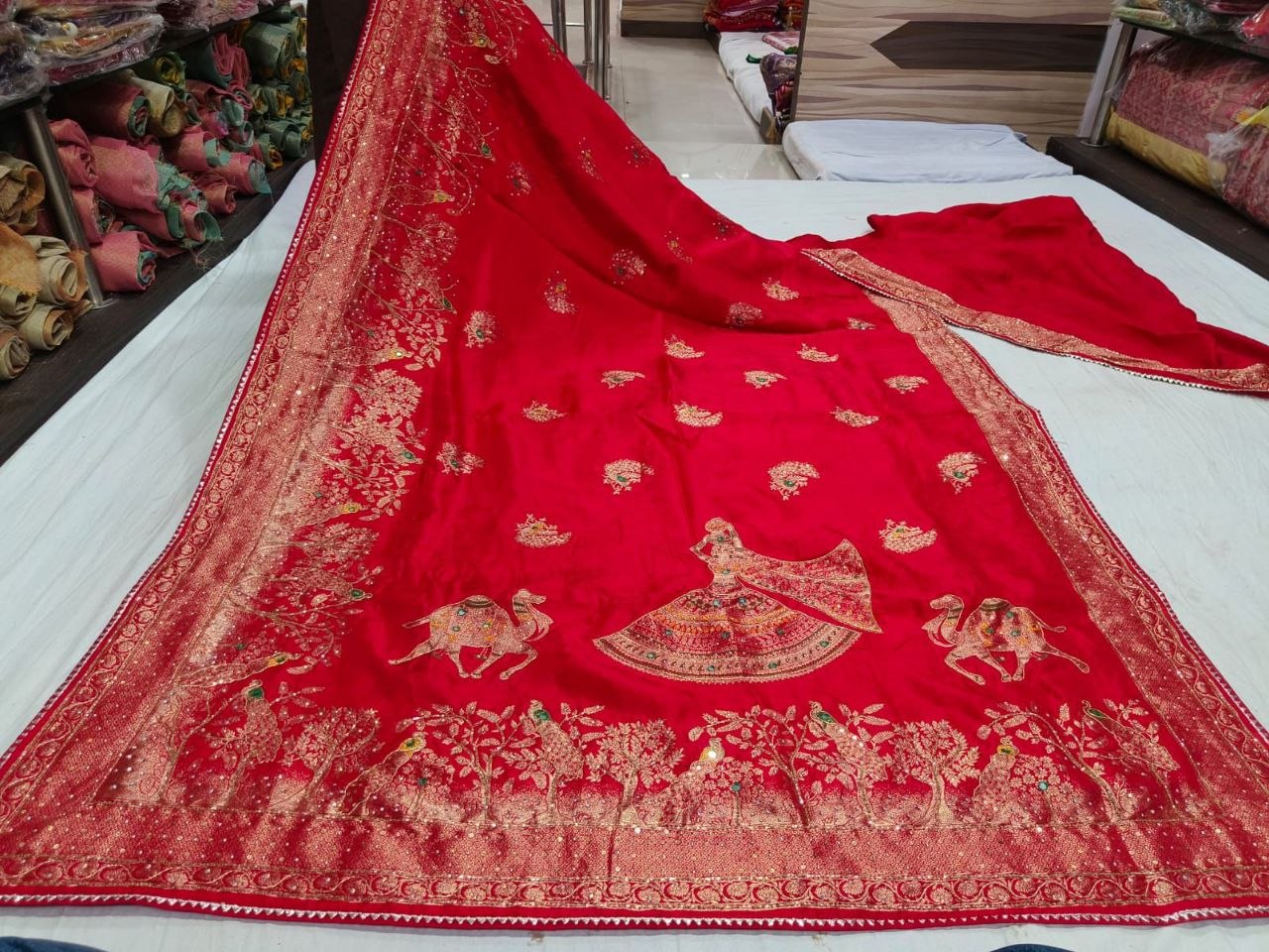 Luxury Red Banarasi Silk Saree with Designer Zari Embroidery